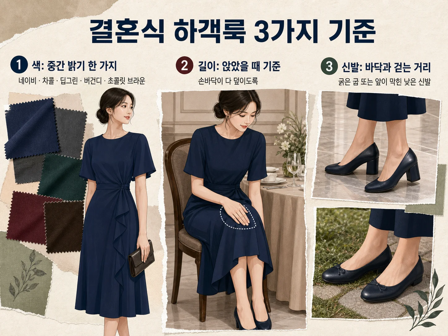 결혼식 하객룩 색상과 치마 길이 선택 기준