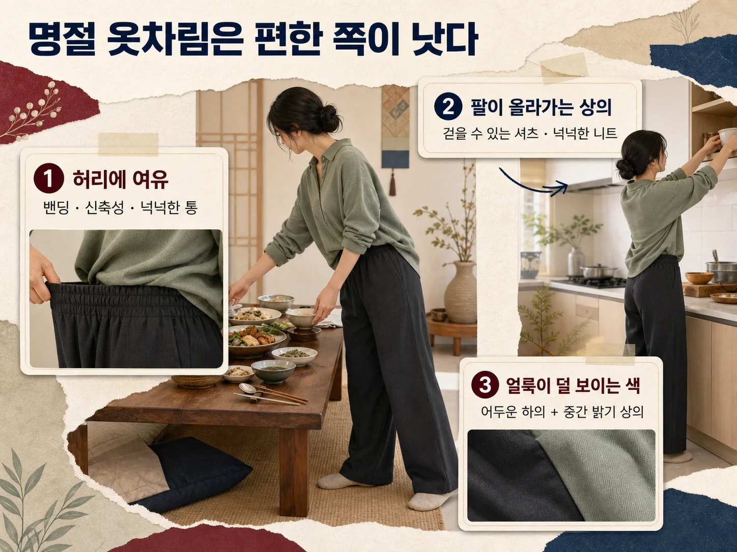 명절 옷차림 편안한 하의와 상의 코디 방법