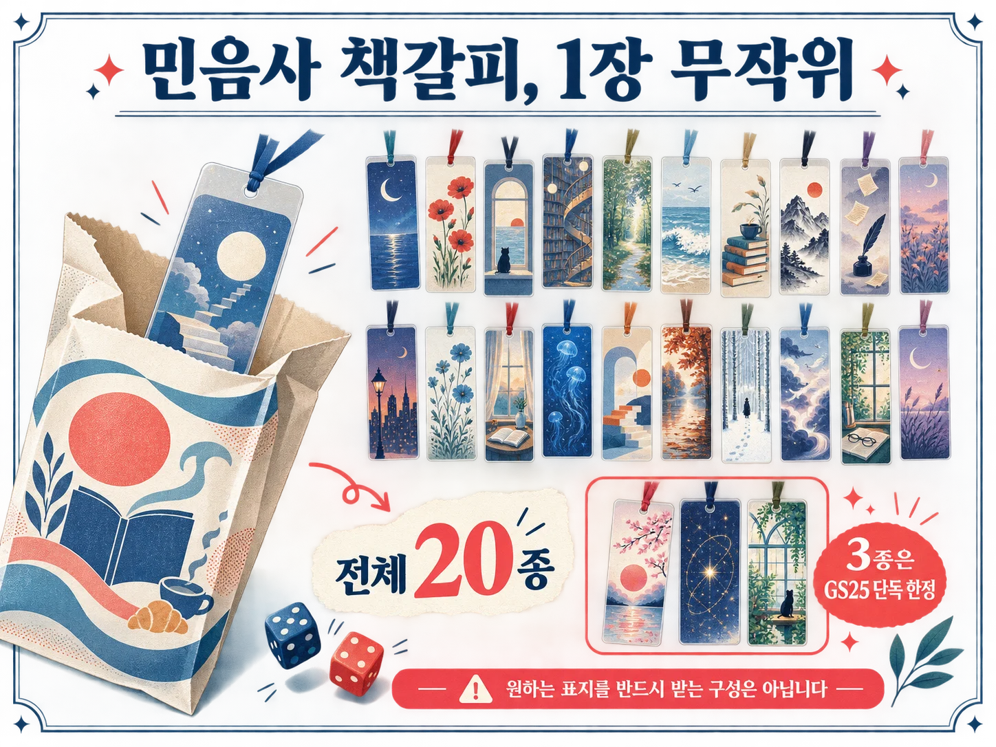 민음사 책갈피 20종 무작위 동봉 안내