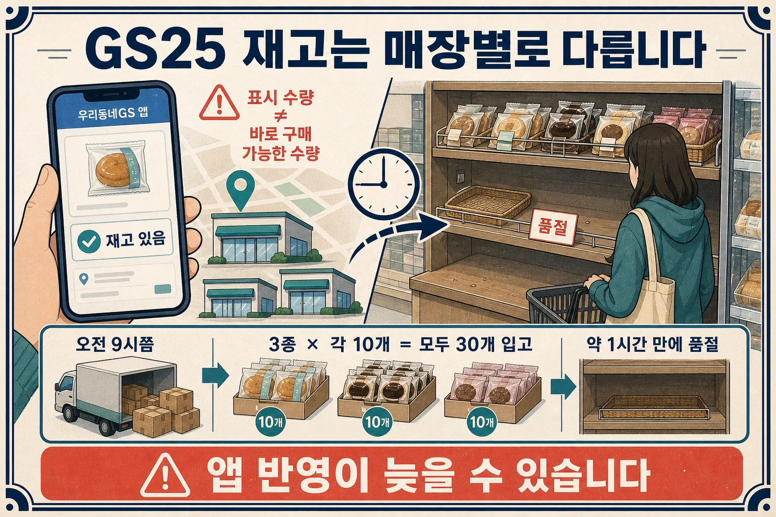 GS25 민음사 빵 매장별 재고와 판매 현황 확인