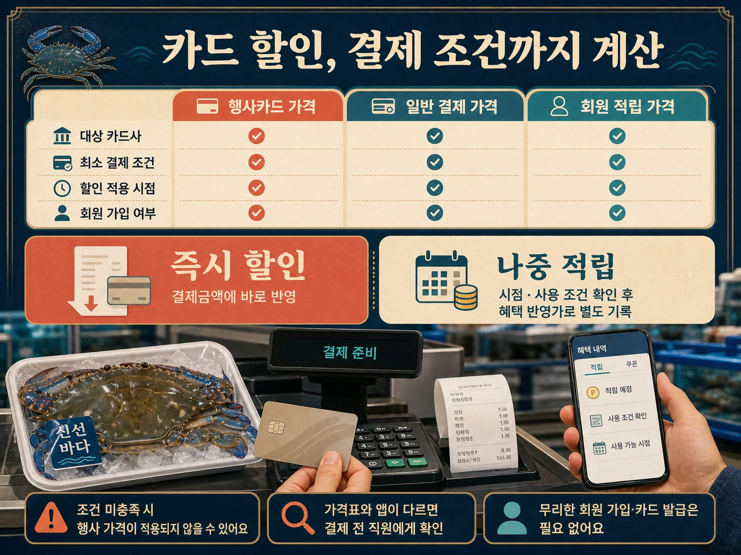 • 꽃게 행사카드 할인과 실제 결제 조건