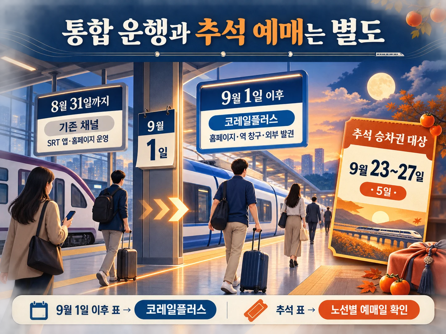 코레일플러스 통합 예매와 추석 특별 예매 구분