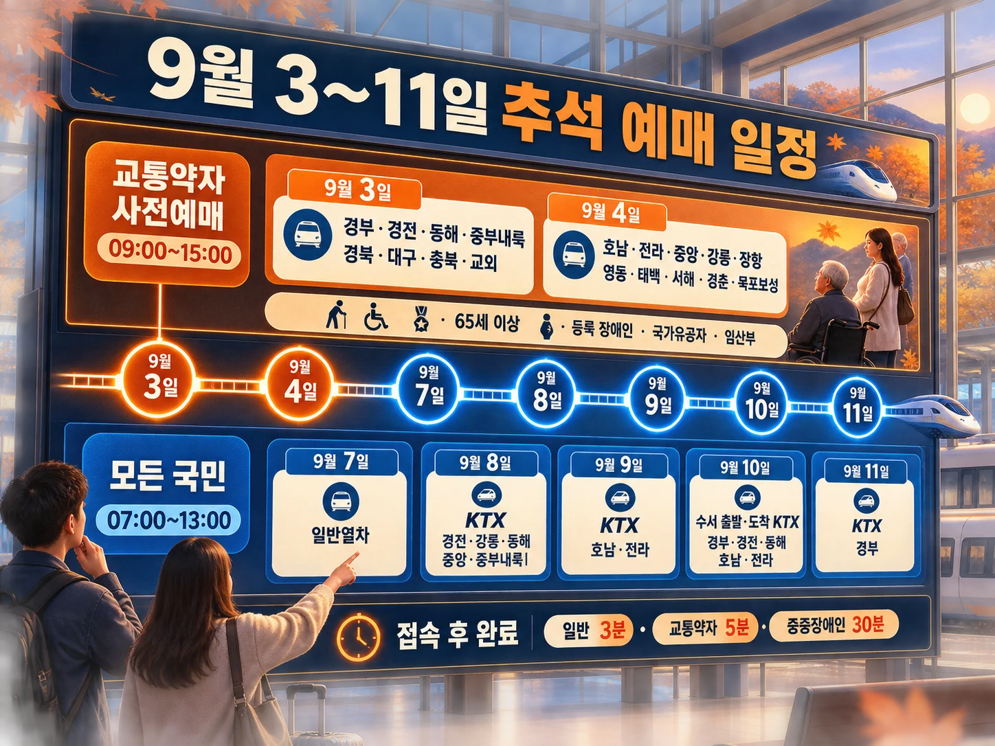 2026 추석 기차표 노선별 예매 일정