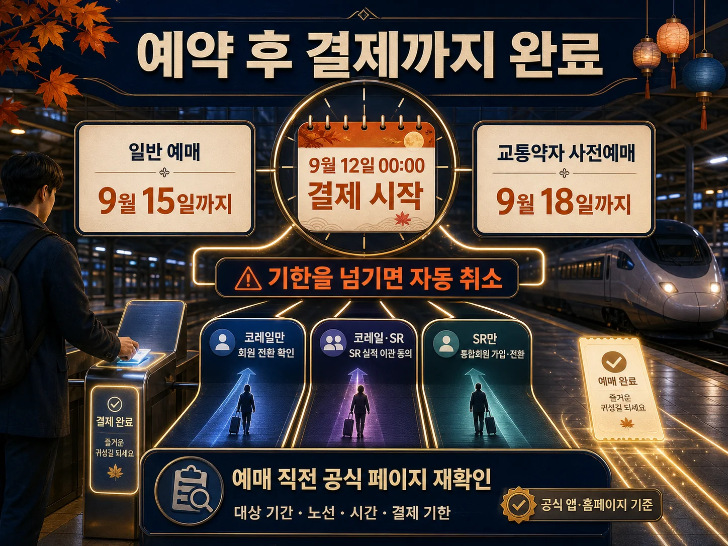 추석 승차권 결제 기한과 코레일 공식 공지 확인