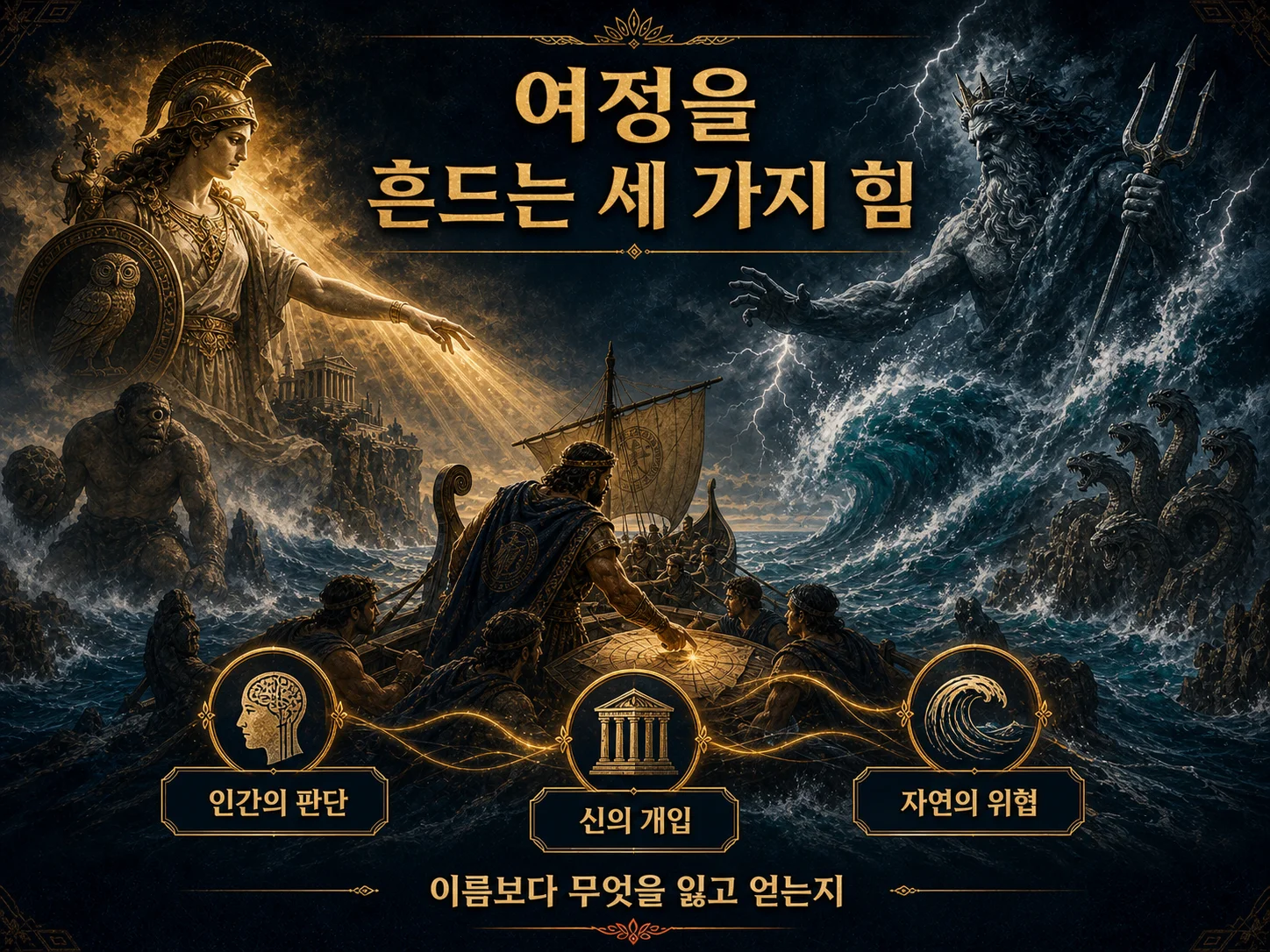 오디세이 여정을 흔드는 아테나·포세이돈·키클롭스 관계.
