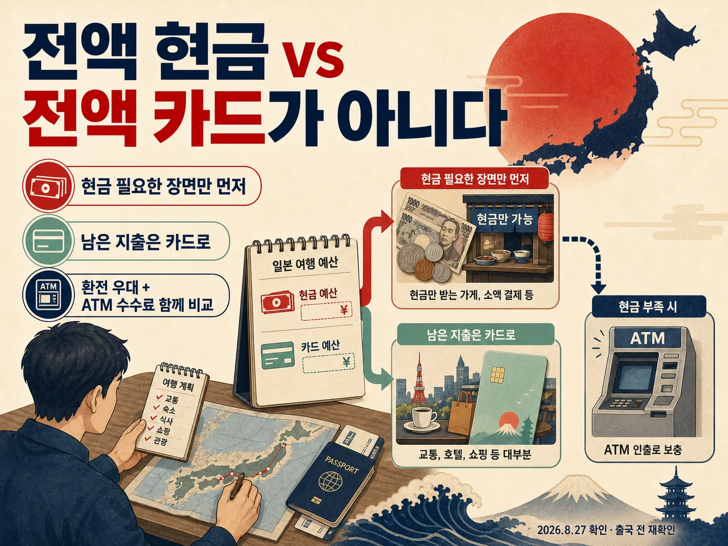 일본 여행 현금과 트래블카드 예산을 비교하는 환전 계획