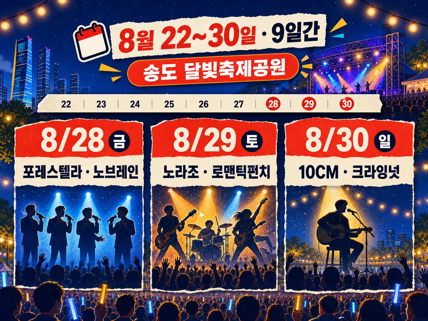 송도달빛축제공원 날짜별 8월 공연 라인업 안내