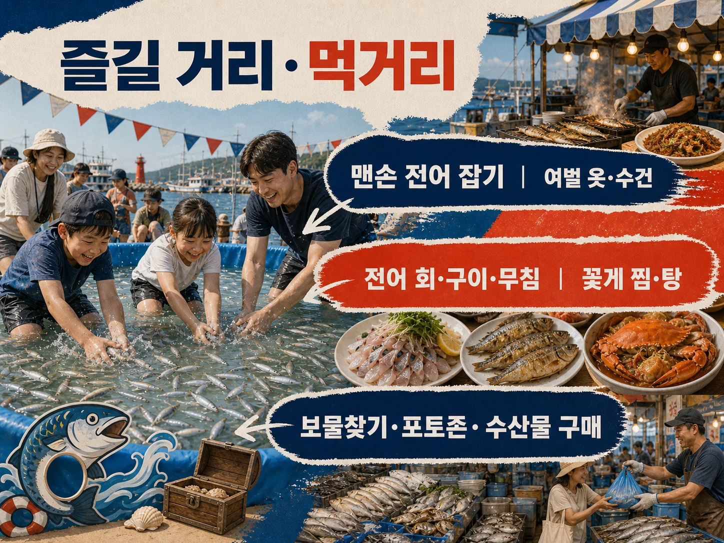 홍원항 맨손 전어 잡기와 보물찾기 체험 안내