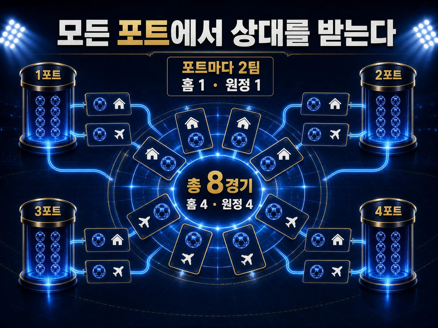 UCL 포트별 상대 팀과 홈·원정 대진 방식을 설명하는 이미지