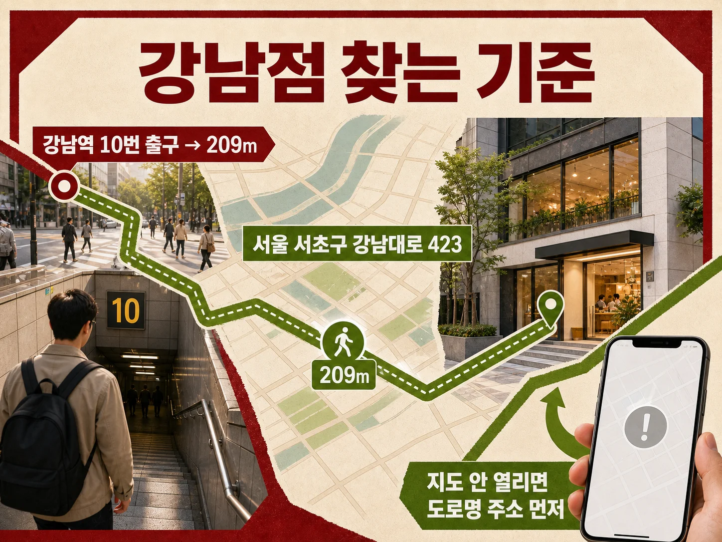 강남역 10번 출구 기준 치폴레 강남 위치 안내