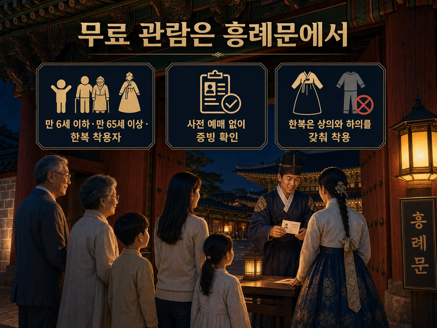 경복궁 야간관람 무료 관람 대상 증빙 안내
