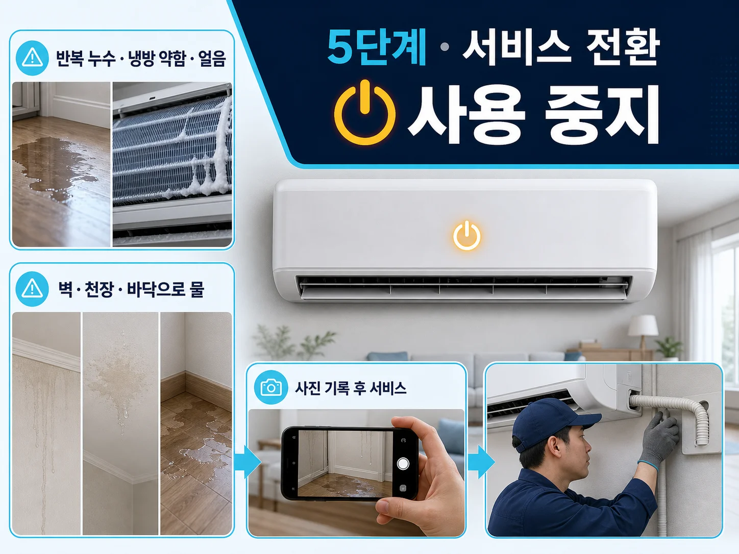 반복되는 에어컨 누수와 서비스 점검 기준