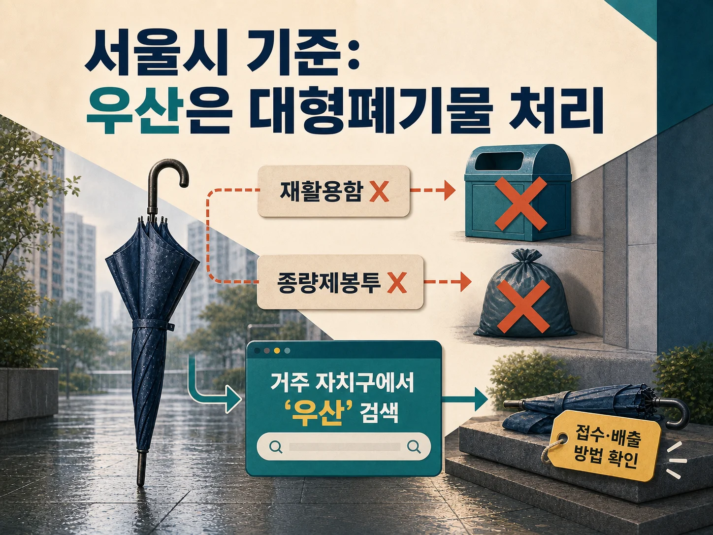 서울시 우산 대형폐기물 처리 기준과 자치구 배출 방법