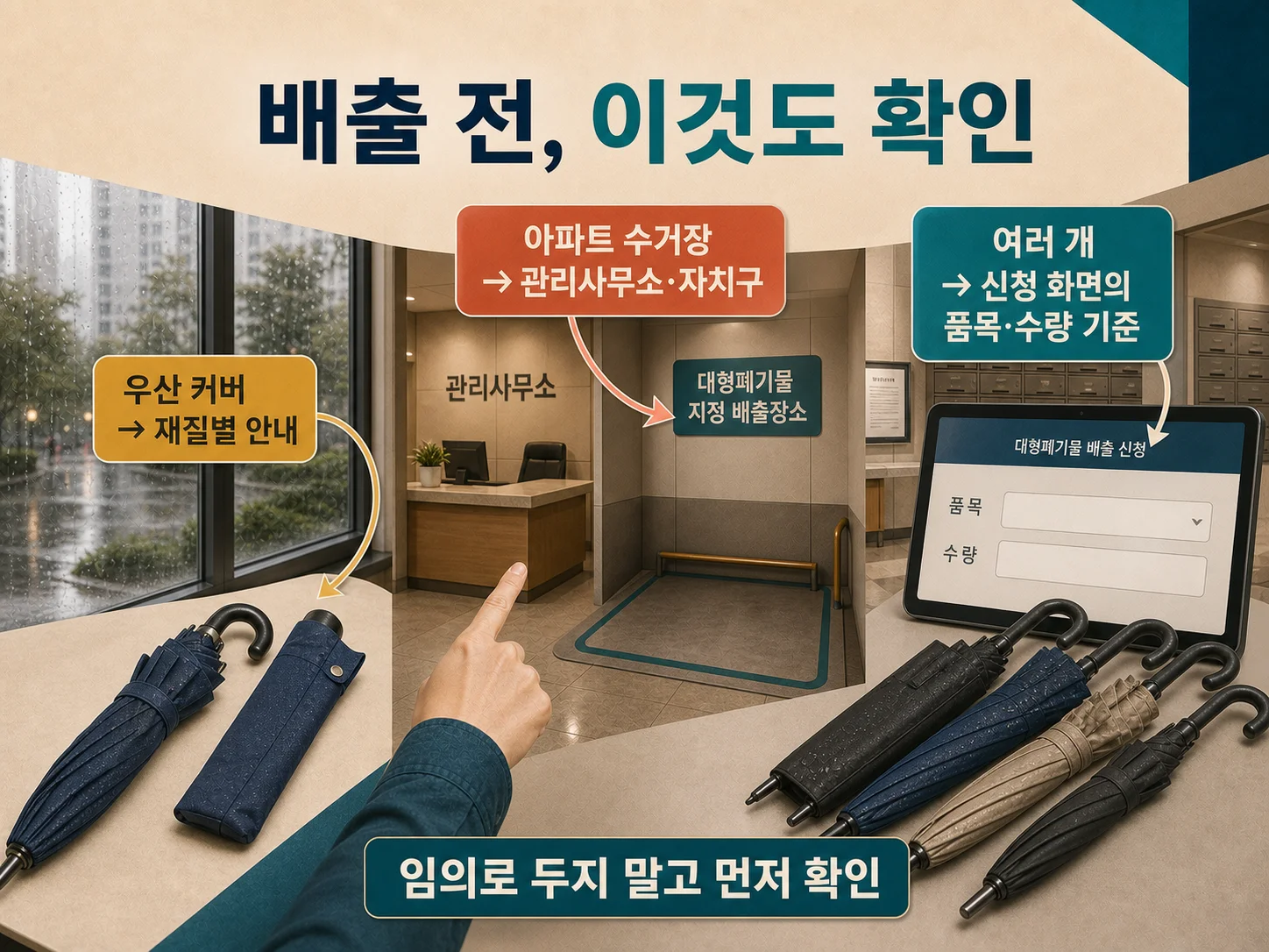 우산 커버와 공동주택 수거장 등 대형폐기물 배출 자주 묻는 질문
