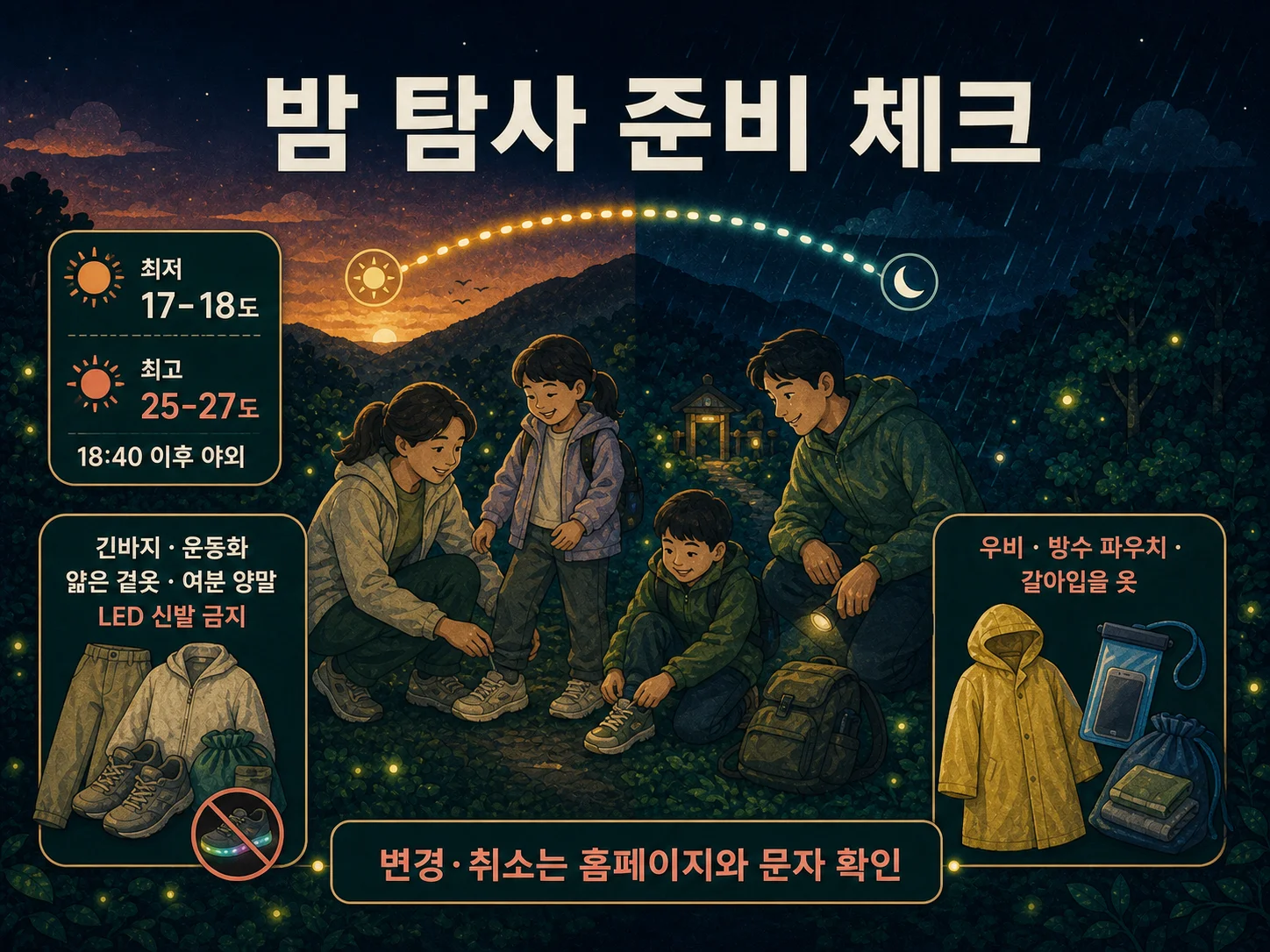 무주반딧불축제 신비탐사 야간 기온과 우천 준비물