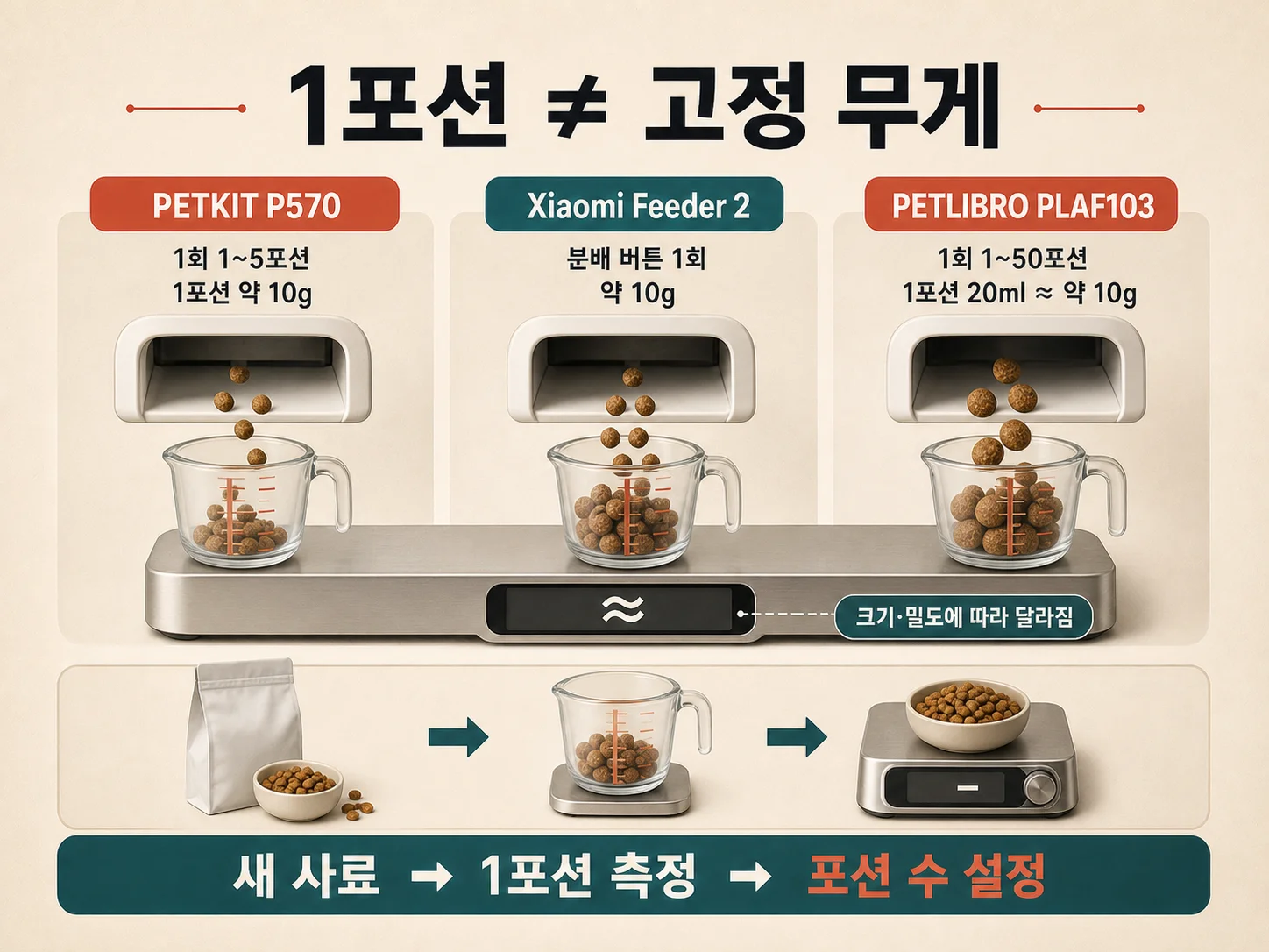 자동급식기 1회 급여량과 사료 무게 측정 방법