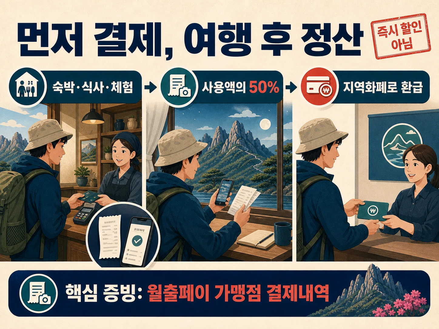 영암 반값여행 여행 후 환급 및 월출페이 결제내역 안내