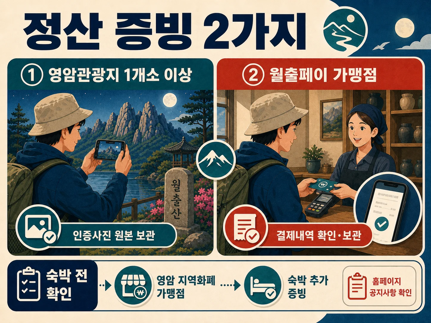 영암 반값여행 관광지 인증사진과 월출페이 결제내역 증빙 안내