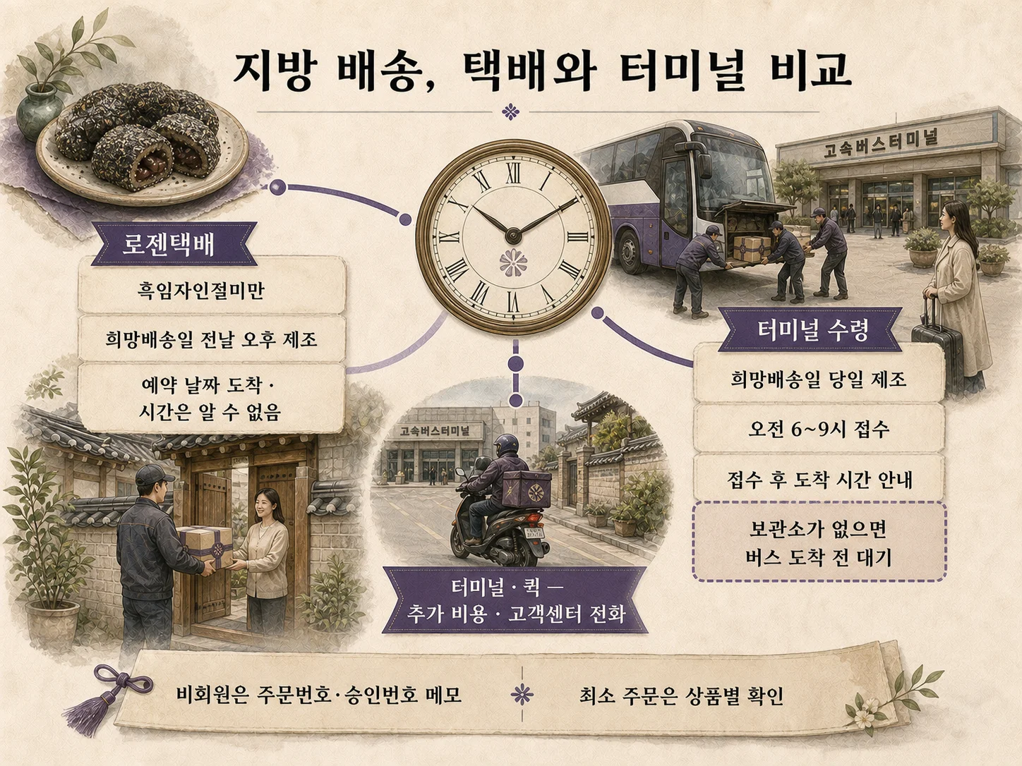 압구정공주떡 지방 택배와 터미널 수령 및 주문번호 확인