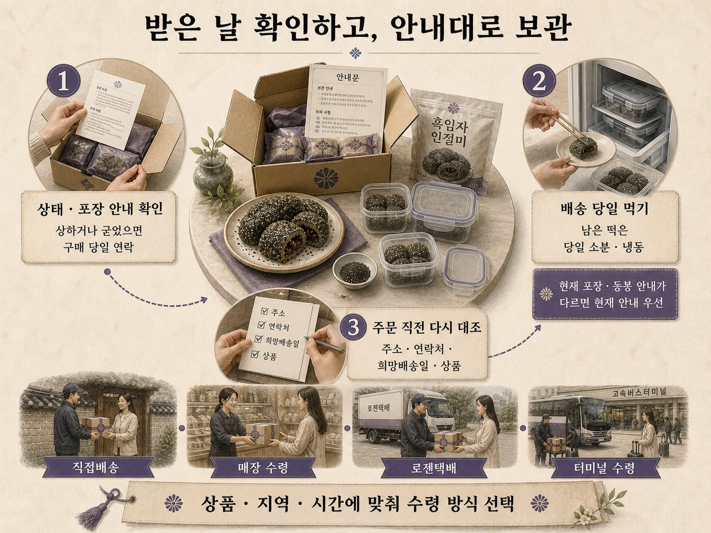 압구정공주떡 떡 보관 안내와 주소·날짜·상품별 수령 방식