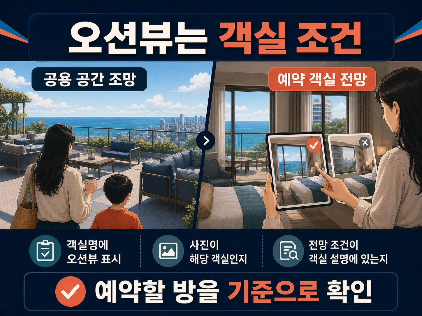 여수 가족 숙소 오션뷰 객실과 주차·관광지 이동시간 비교