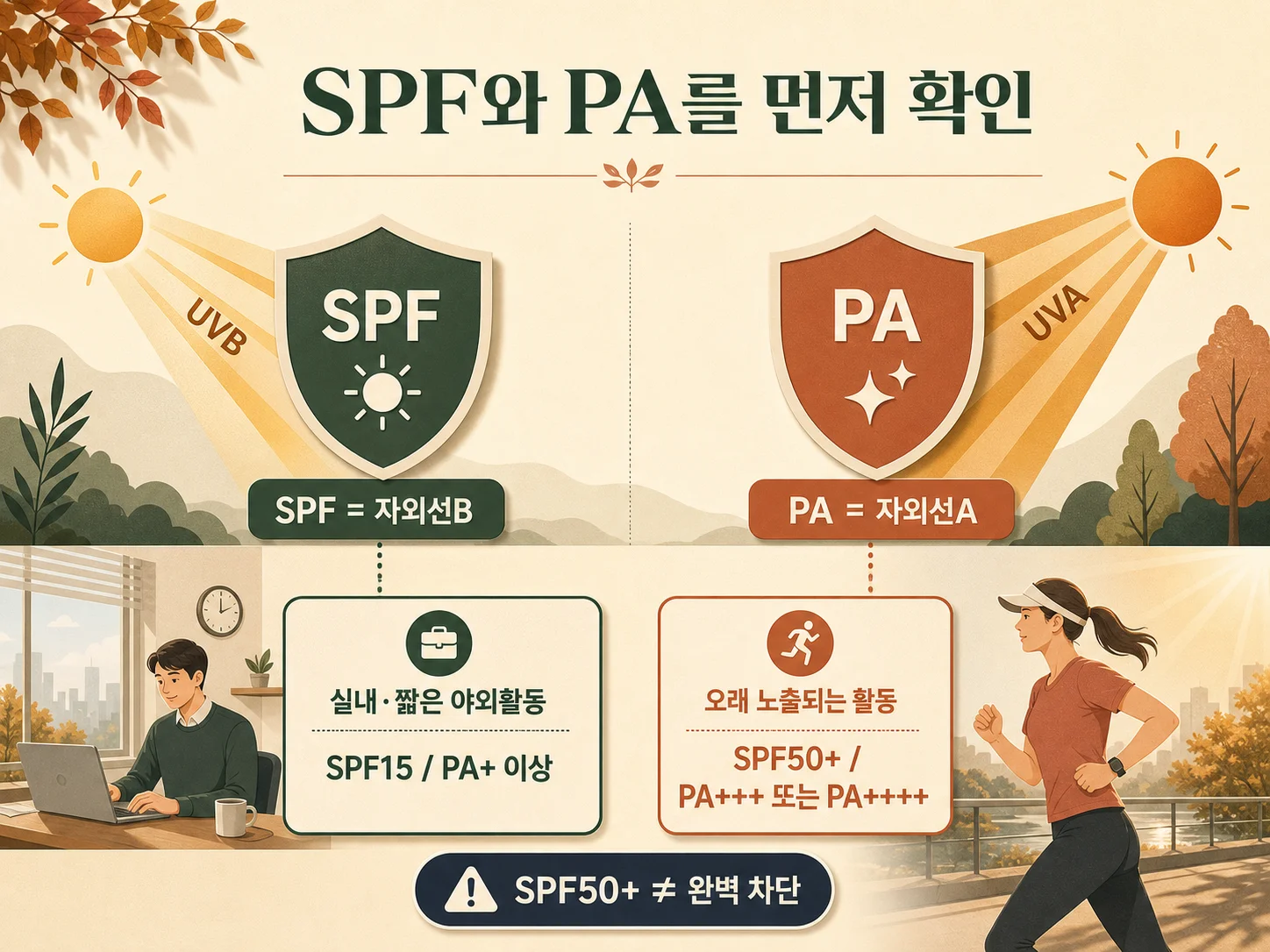 가을 선크림의 SPF와 PA 자외선 차단 기준