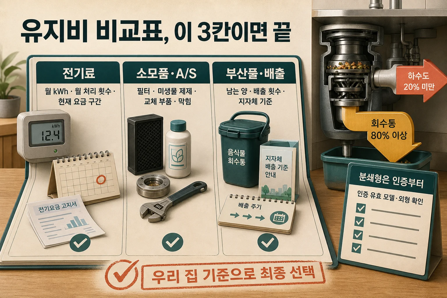 음식물처리기 부산물 배출 방법과 분쇄형 인증 기준