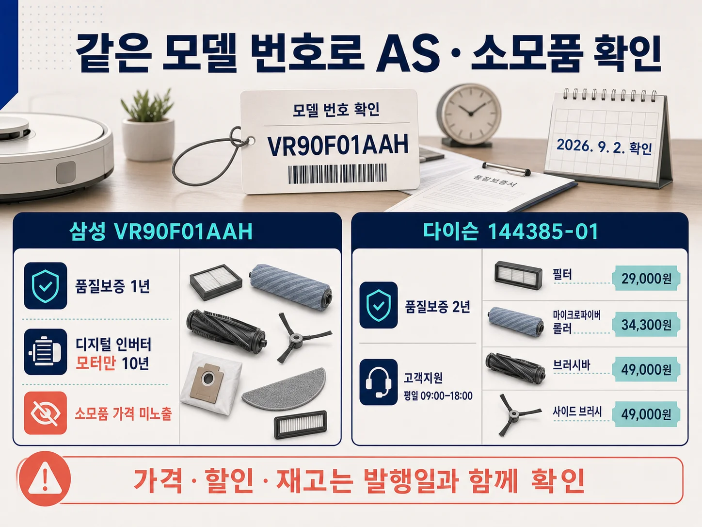 로봇청소기 국내 AS와 정품 소모품 가격 확인
