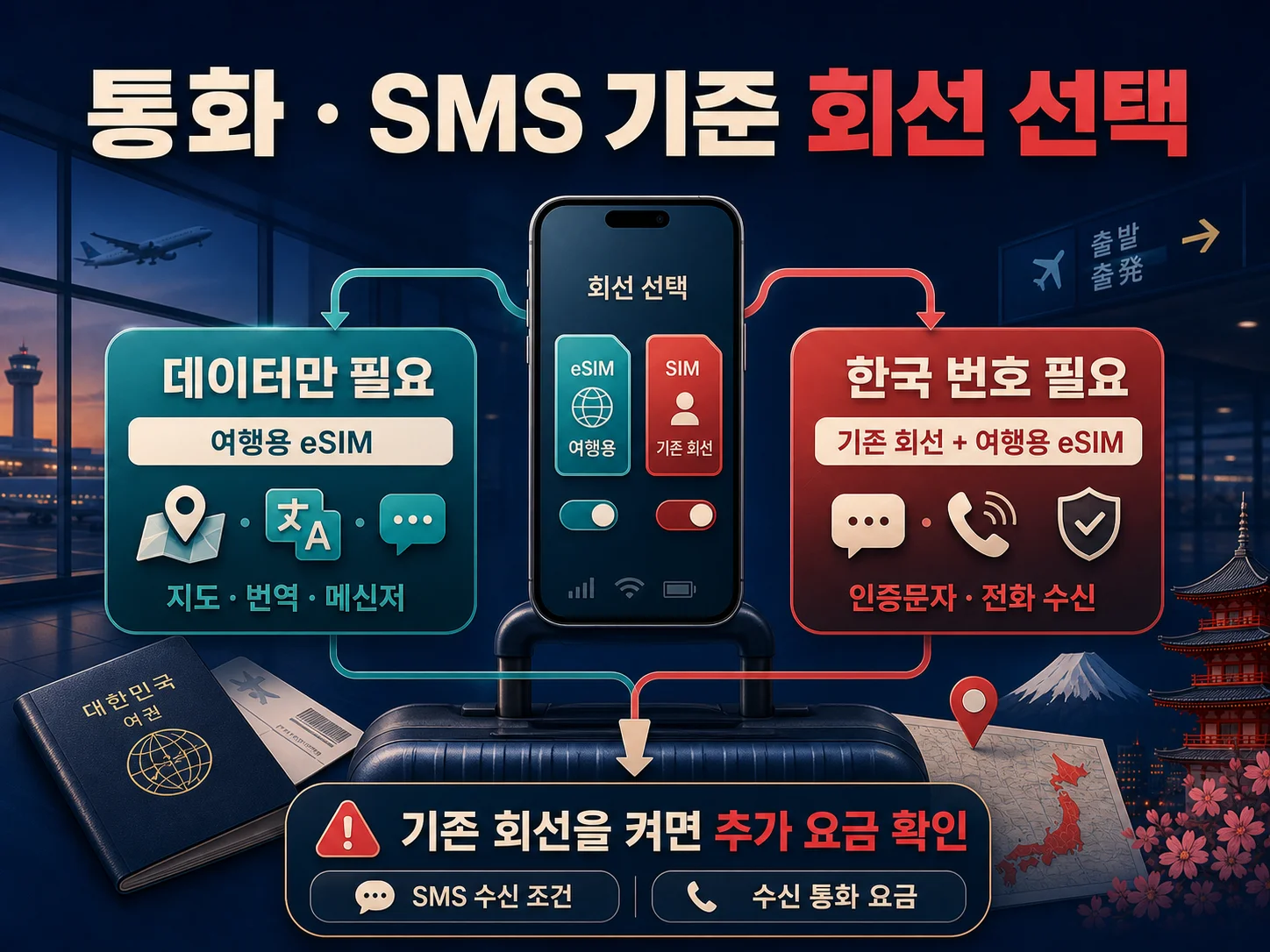 일본 여행 로밍과 eSIM의 통화·SMS 조건 비교