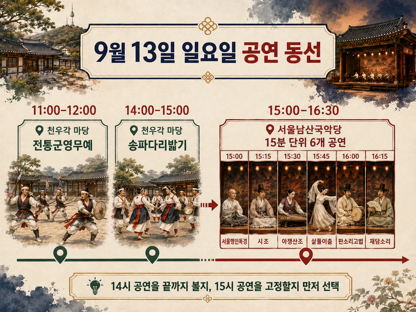 서울무형문화축제 일요일 천우각 마당·서울남산국악당 공연 동선