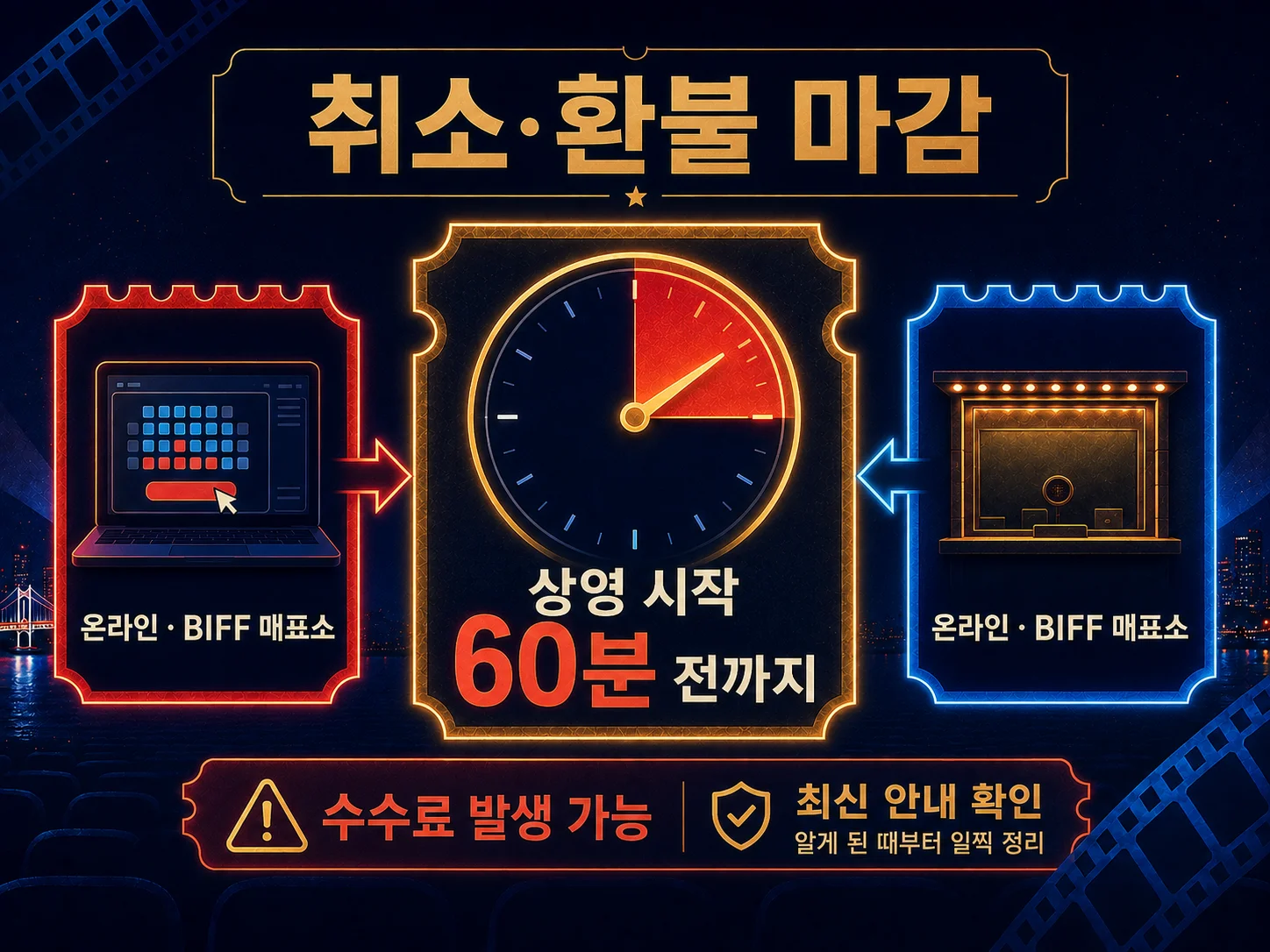 부산국제영화제 취소표와 상영 시작 60분 전 취소 마감 안내