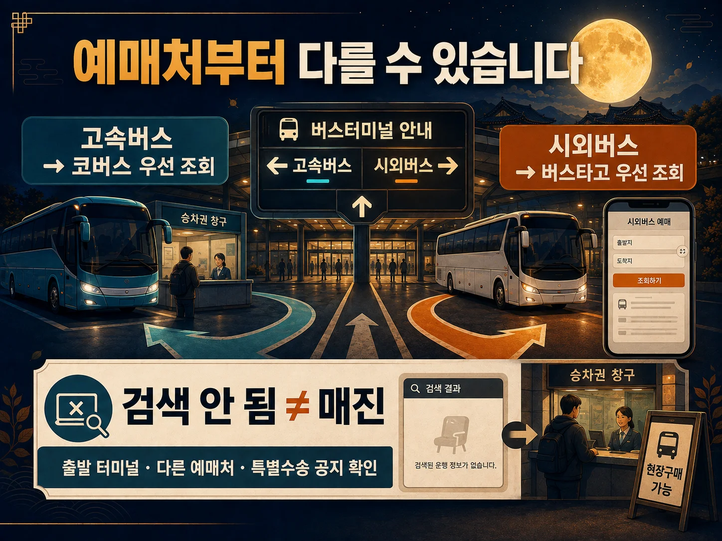 고속버스와 시외버스 예매처를 구분해 조회하는 방법