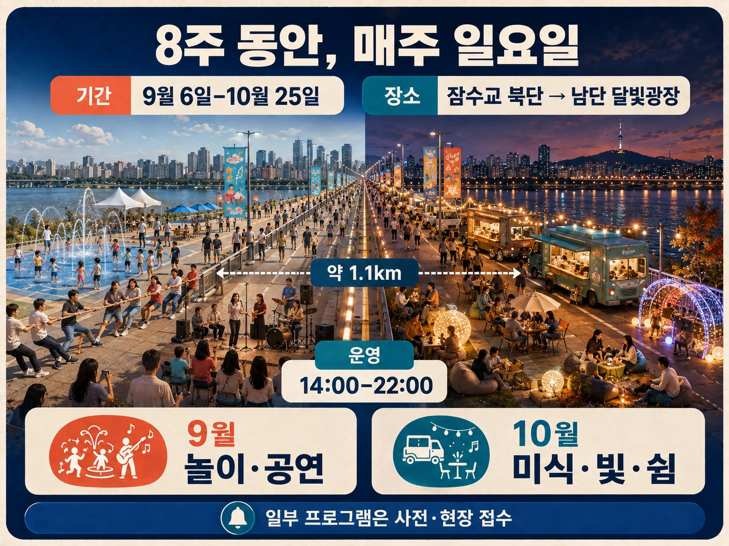 잠수교 축제 기간과 반포한강공원 행사 구간 안내