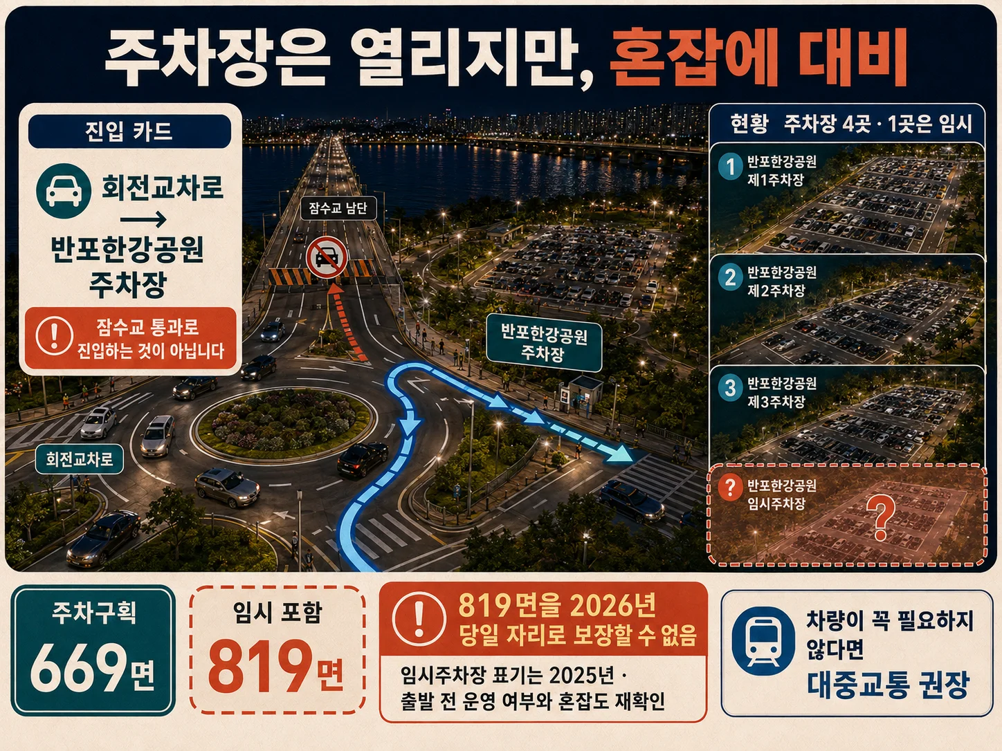 반포한강공원 주차장 진입과 주차요금 확인 정보