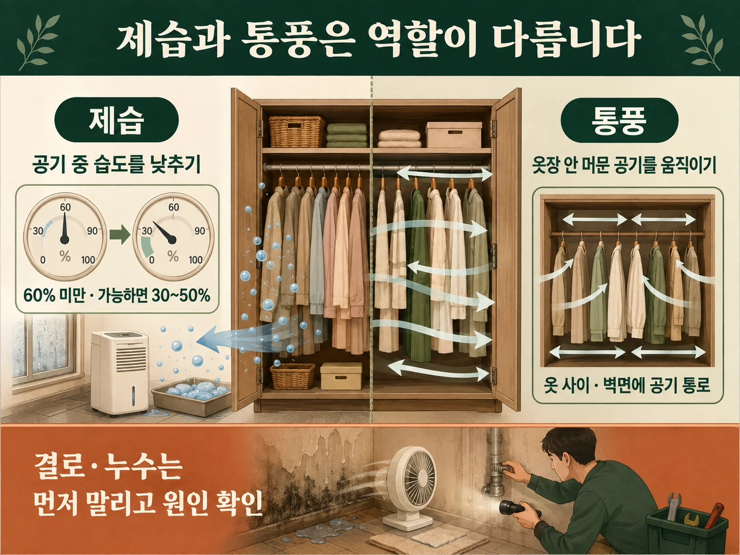 옷장 제습과 통풍을 구분해 관리하는 방법