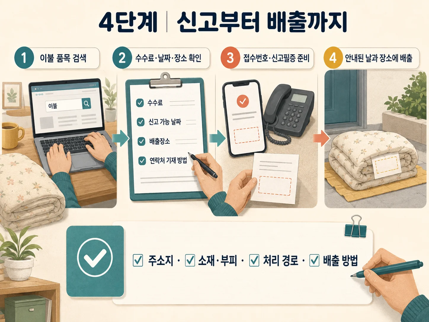 대형폐기물 이불 신고와 배출일·장소 재확인 체크리스트