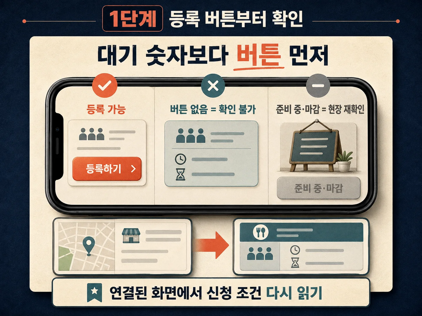 원격줄서기 등록 버튼과 현재 대기 상태 확인