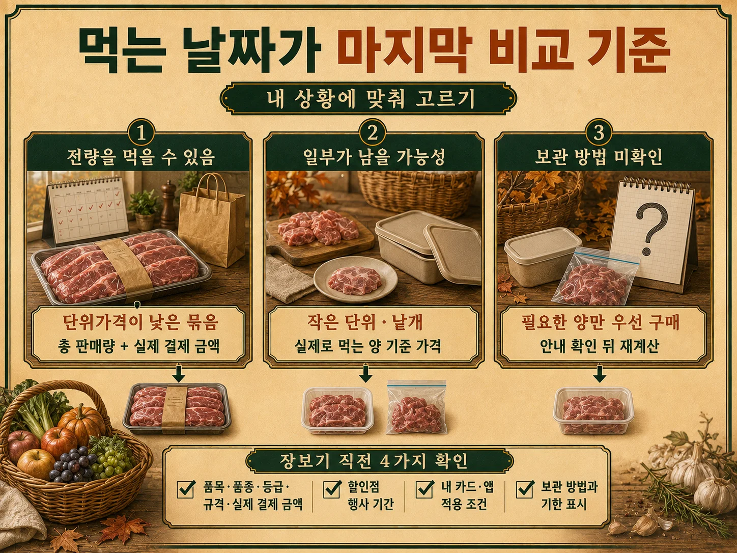 장보기 전 할인 조건과 보관 안내를 확인하는 체크리스트