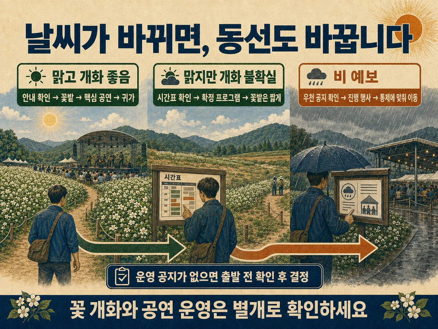 평창효석문화제 비 오는 날 메밀꽃과 공연 동선