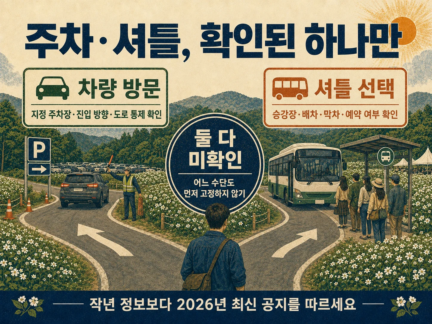 평창효석문화제 주차장과 셔틀 운행 정보 확인