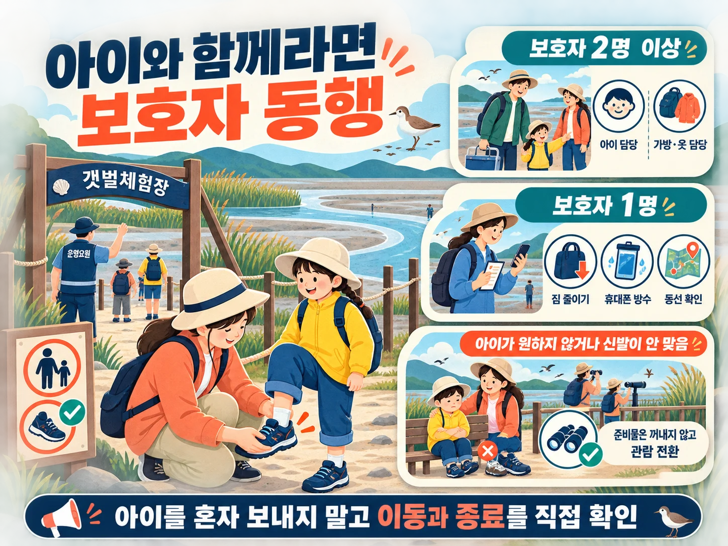 아이 동반 갯벌체험 보호자 안전 준비