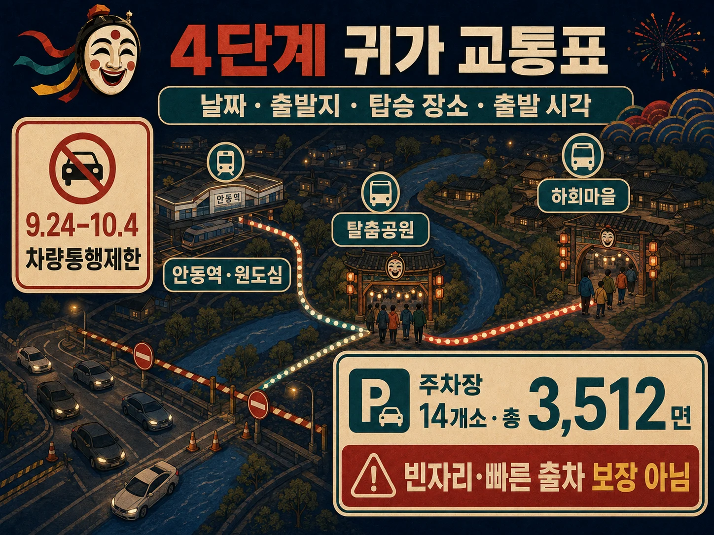 안동국제탈춤페스티벌 교통통제와 주차장 확인
