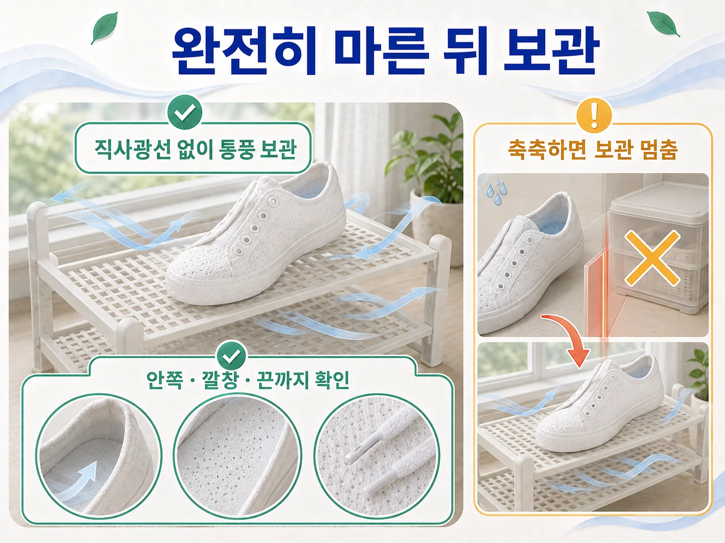 흰 운동화 보관 전 완전 건조 확인 체크리스트