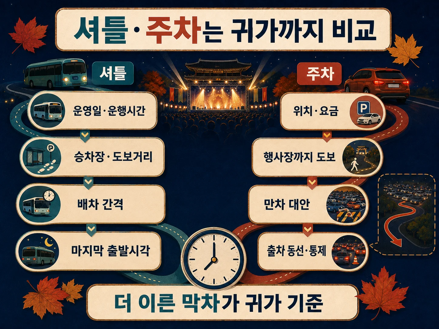 - 지역축제 셔틀·주차와 귀가편을 함께 확인하는 이동 계획