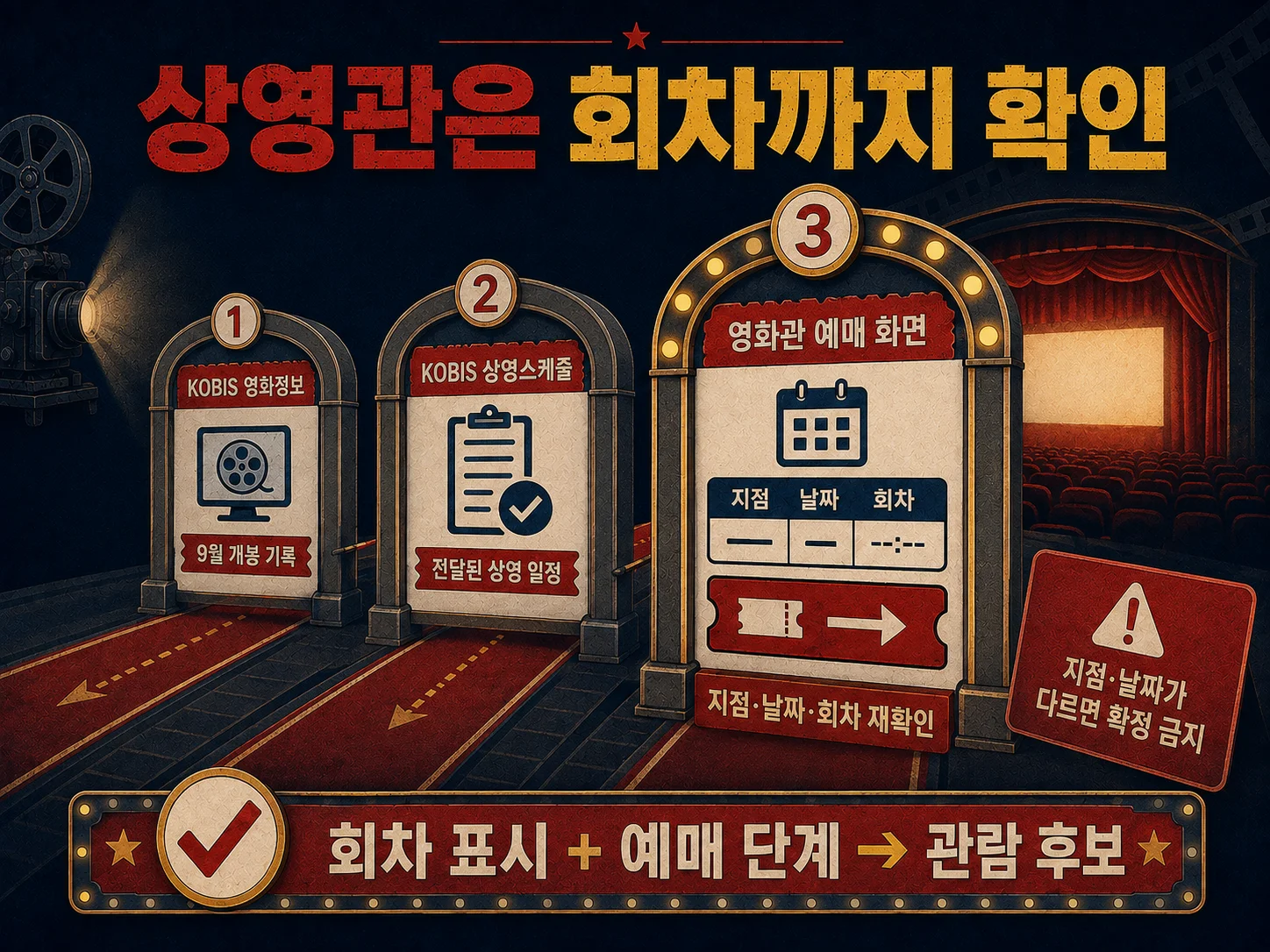 영화 상영관과 회차 확인 절차