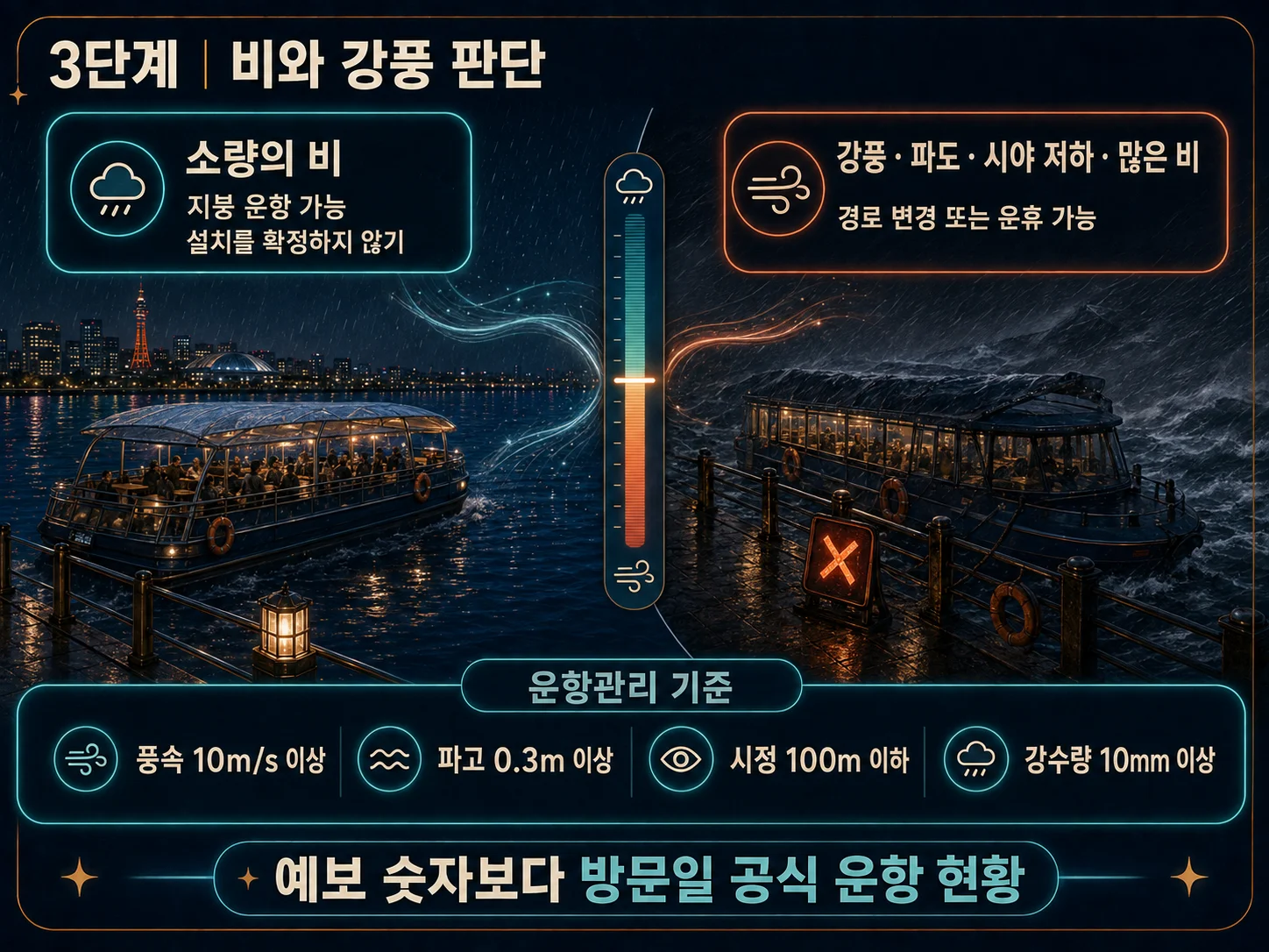 나카스강 리버크루즈 우천·강풍 운항 여부 확인