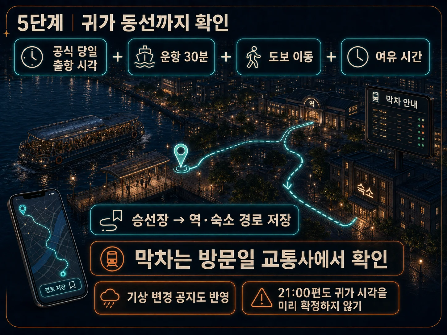 후쿠오카 리버크루즈 승선장 귀가 동선과 막차 확인