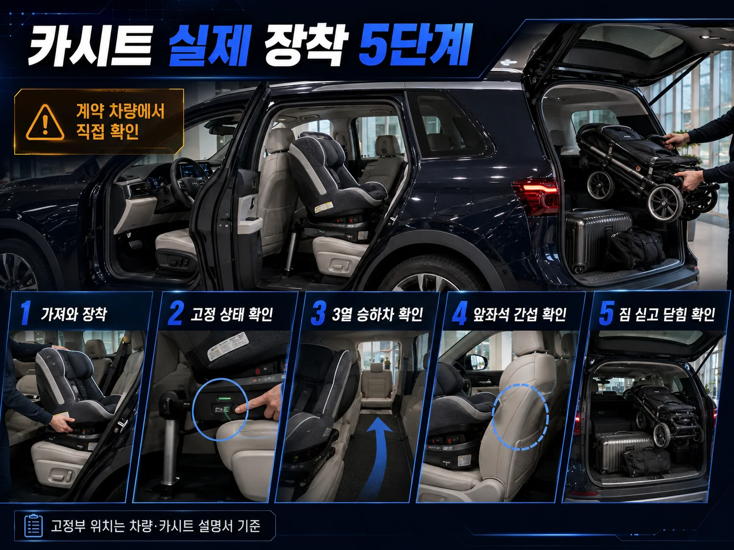 BMW X5 7인승 카시트 장착과 3열 승하차 확인
