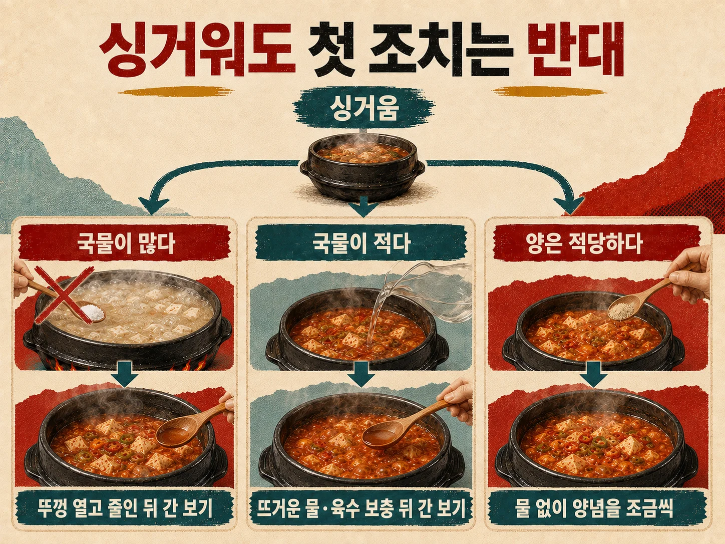 싱거운 순두부찌개 국물 양에 따른 해결 순서