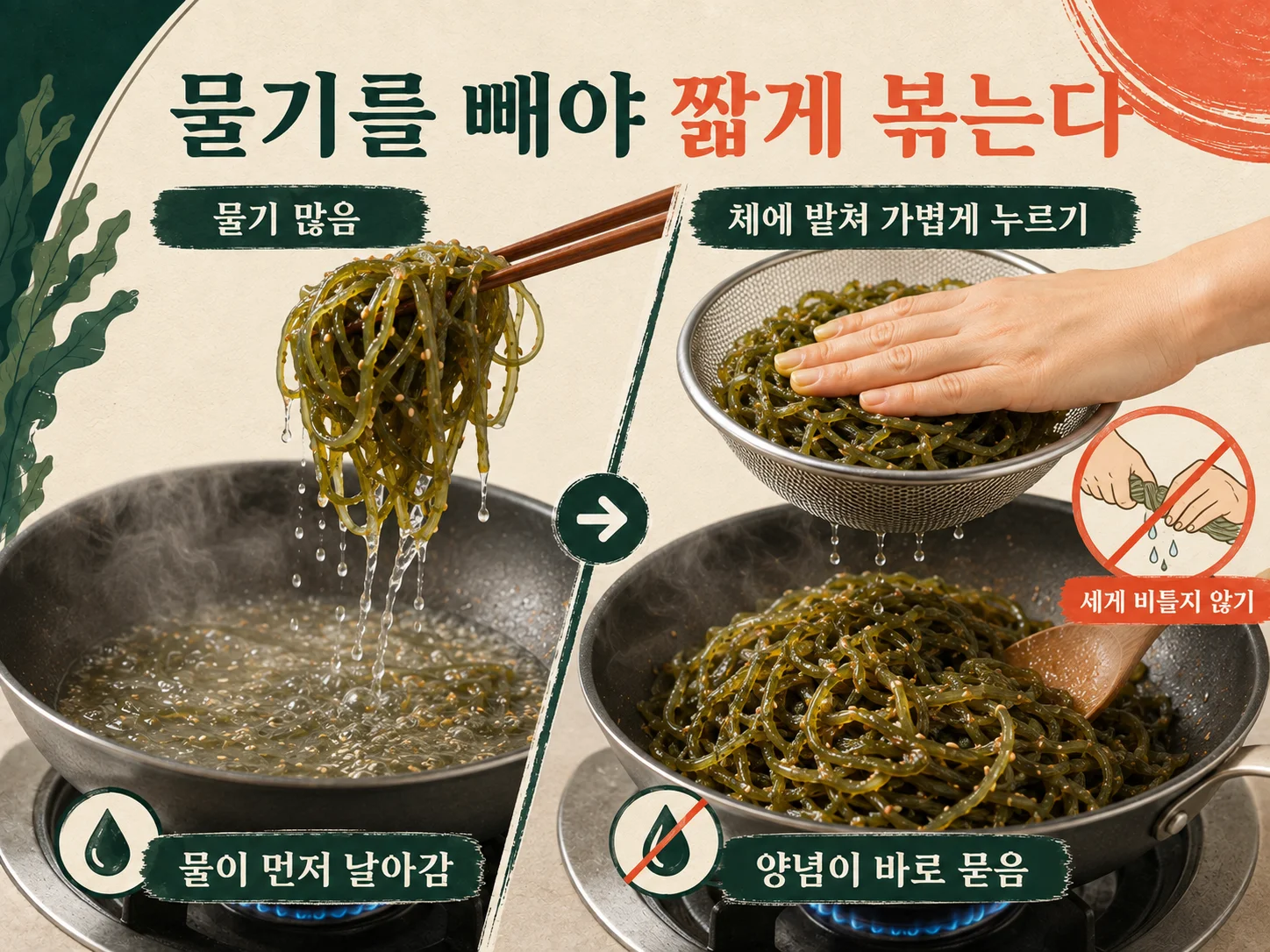미역줄기볶음 전 물기 제거 방법